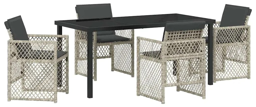 vidaXL Σέτ φαγητού για κήπο 5 pcs Ανοιχτό γκρι συνθετικό ρατάν