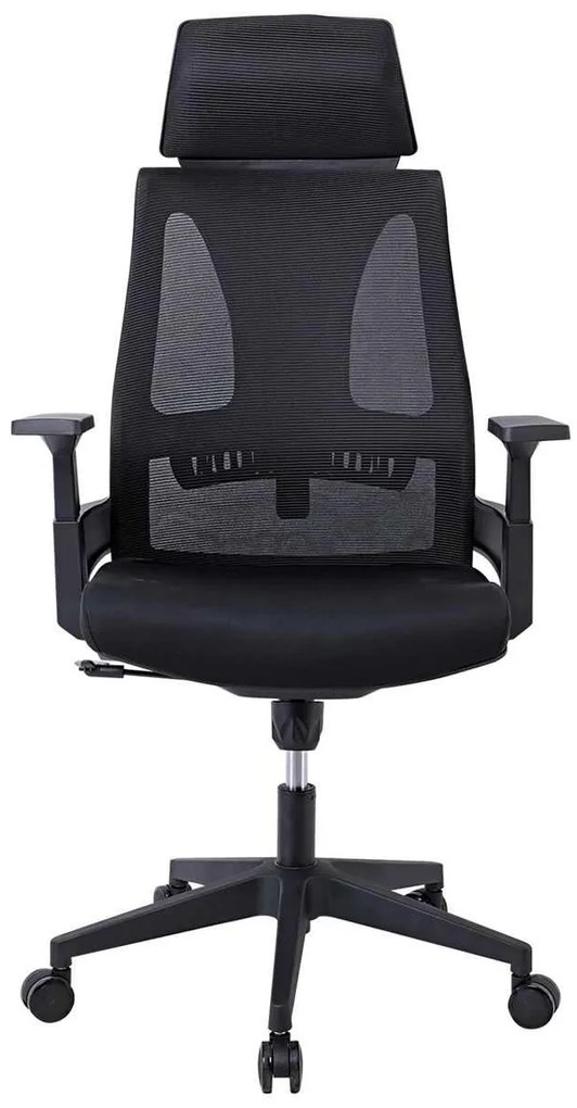 BF8750 Πολυθρόνα Γραφείου Διευθυντή, Mesh Μαύρο, Ύφασμα Μαύρο 65x64x117/127cm