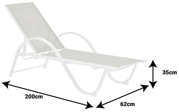 Ξαπλώστρα με μπράτσα Attain αλουμίνοο και textilene σε λευκή απόχρωση 200x62x35εκ 191x64x32 εκ.