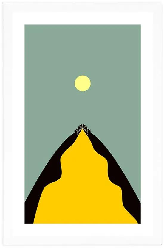 Αφίσα με πασπαρτού Αφηρημένο σχέδιο κορυφής λόφου - 20x30 black