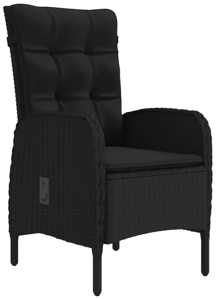 vidaXL Σετ Τραπεζαρίας Κήπου 7 Τεμαχίων Μαύρο με Μαξιλάρια