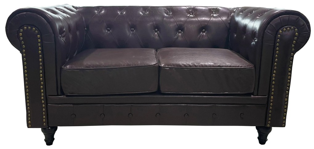 Καναπές Διθέσιος ArteLibre AVERY Σκούρο Καφέ PU 155x90x73cm