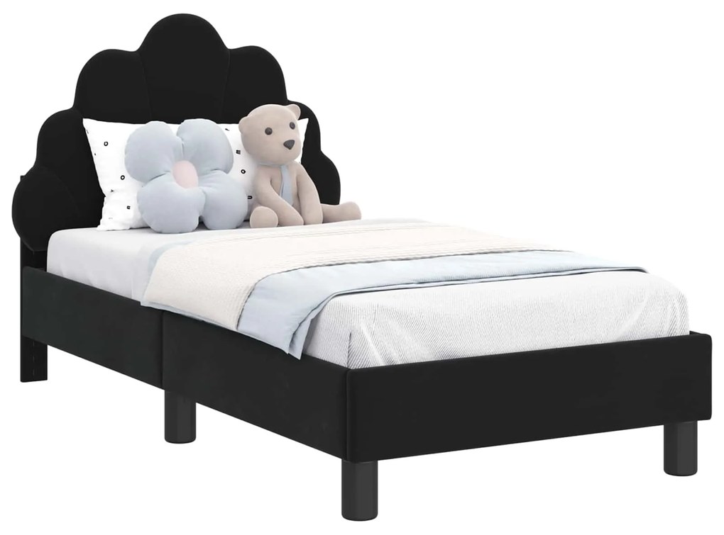 vidaXL Κρεβατική βάση για παιδιά με προσκέφαλο Μαύρο 70 x 140 cm