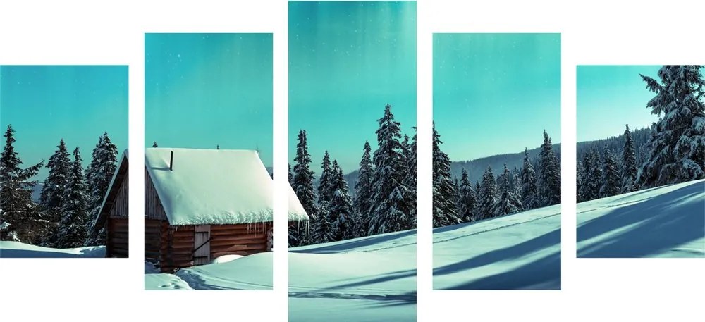 Εικόνα 5 μερών παραμυθένιο χειμερινό τοπίο - 100x50