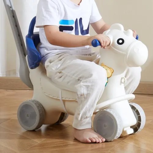 VEVOR 4 in 1 Rocking Horse for Toddlers 1-3 Years Ride on Toy with Sound Blue