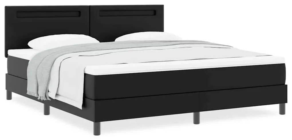 vidaXL Κρεβάτι με Στρώμα με στρώμα Μαύρο 180 x 200 cm Τεχνητό δέρμα
