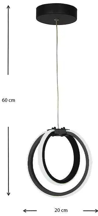 Φωτιστικό οροφής Led Jupiter Megapap μεταλλικό χρώμα μαύρο 19x16x60εκ.