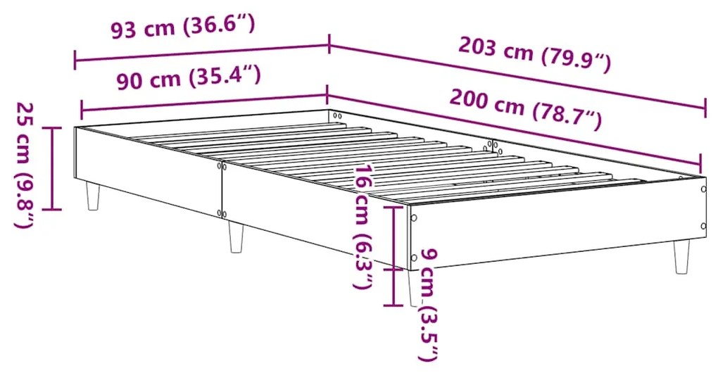 ΠΛΑΙΣΙΟ ΚΡΕΒΑΤΙΟΥ ΧΩΡΙΣ ΣΤΡΩΜΑ ΚΑΦΕ ΔΡΥΣ 90X200 CM 861054