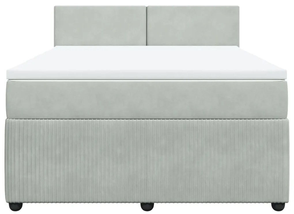 vidaXL Κρεβάτι Boxspring με Στρώμα Ανοιχτό Γκρι 140x190 εκ. Βελούδινο