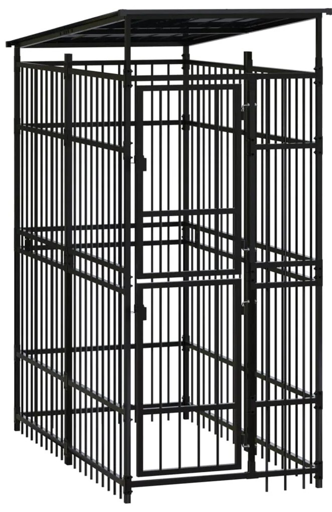 vidaXL Κλουβί Σκύλου Εξωτερικού Χώρου με Ατσάλινη Οροφή 1,84 μ²