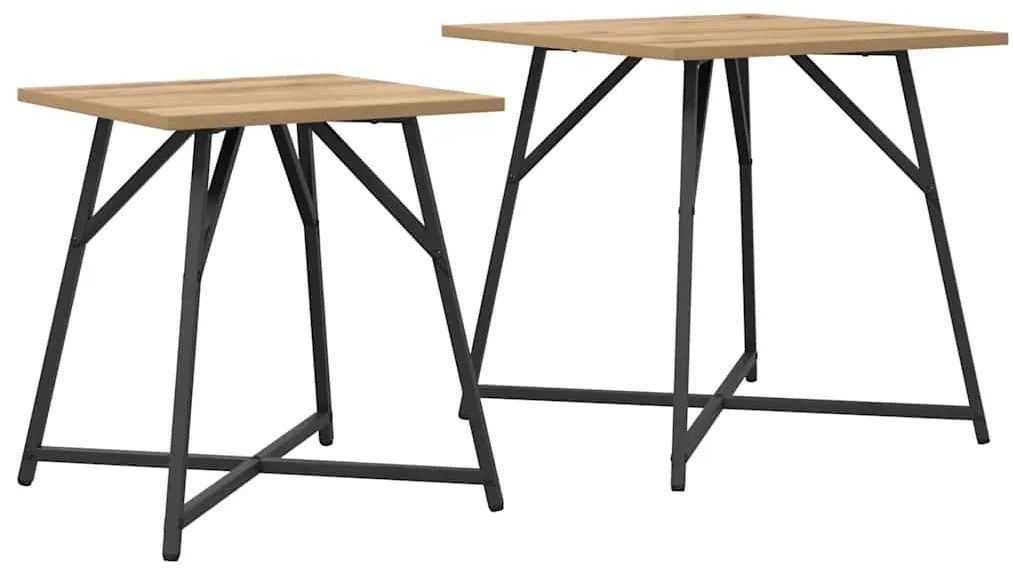 vidaXL Σετ βοηθητικά τραπεζάκια 2 pcs Δρυς Artisan και Μαύρο