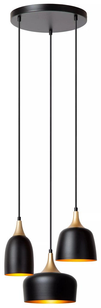 Φωτιστικό Κρεμαστό Lucide 05446-13-30 CHAYANNE Μαύρο Ματ (Black Mat)|Χρυσό Χρώμα (Gold Coloured)