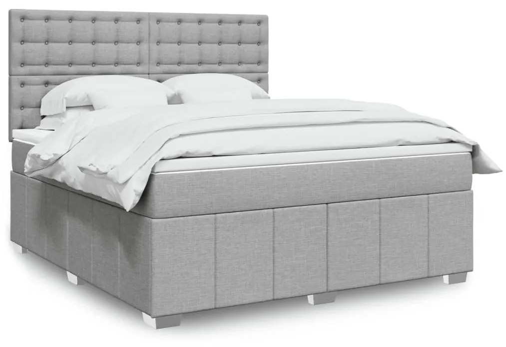 Κρεβάτι Boxspring με Στρώμα Ανοιχτό Γκρι 180x200 εκ. Υφασμάτινο