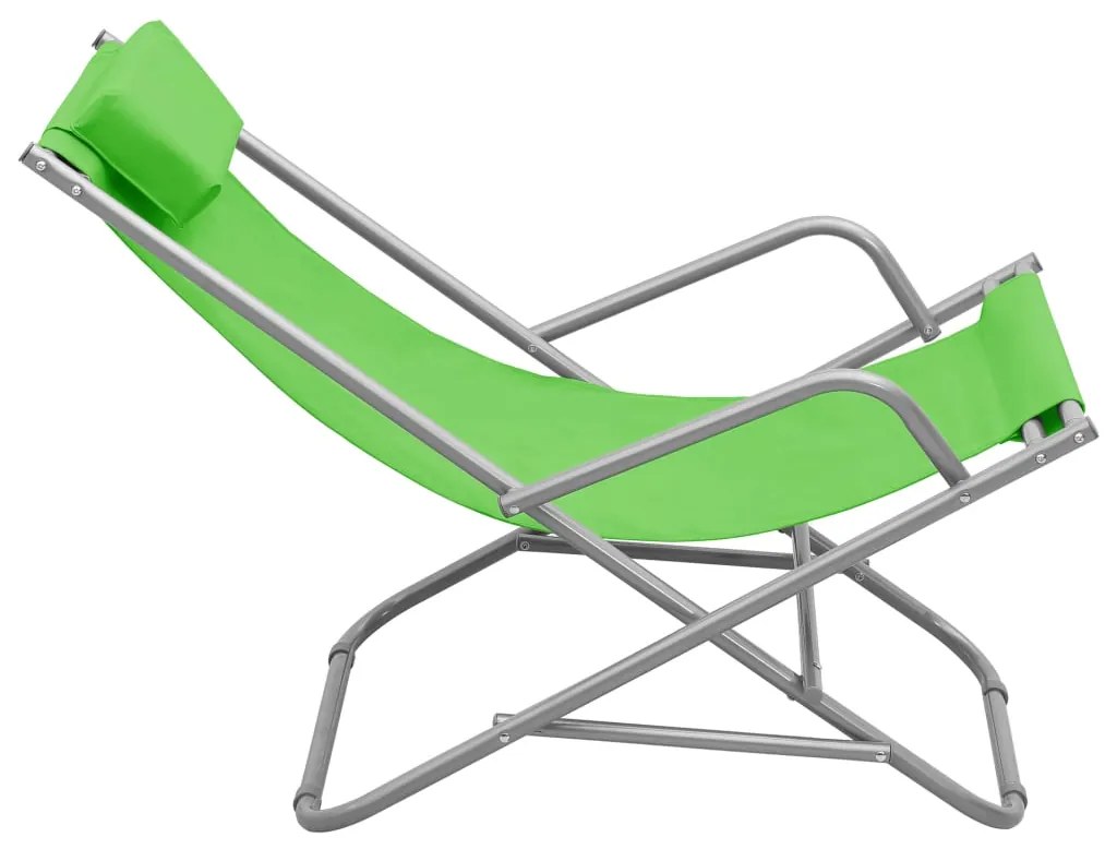 vidaXL Σεζλόνγκ Πτυσσόμενες 2 τεμ. Πράσινες Ατσάλινες