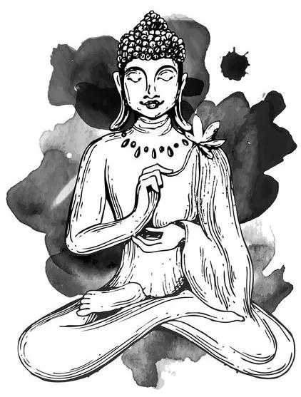 Ασπρόμαυρη εικονογράφηση του Βούδα