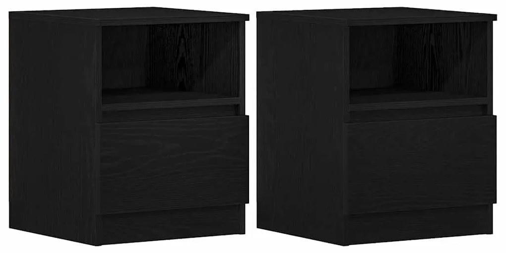 vidaXL Κομοδίνο 2 pcs Μαύρη δρυς 40 x 40 x 50 cm Επεξεργασμένο ξύλο