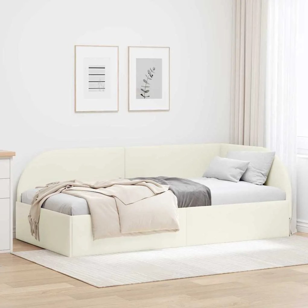 vidaXL Κρεβάτι Γωνίας με κεφαλάρι Κρεμ 90 x 200 cm Βελούδο