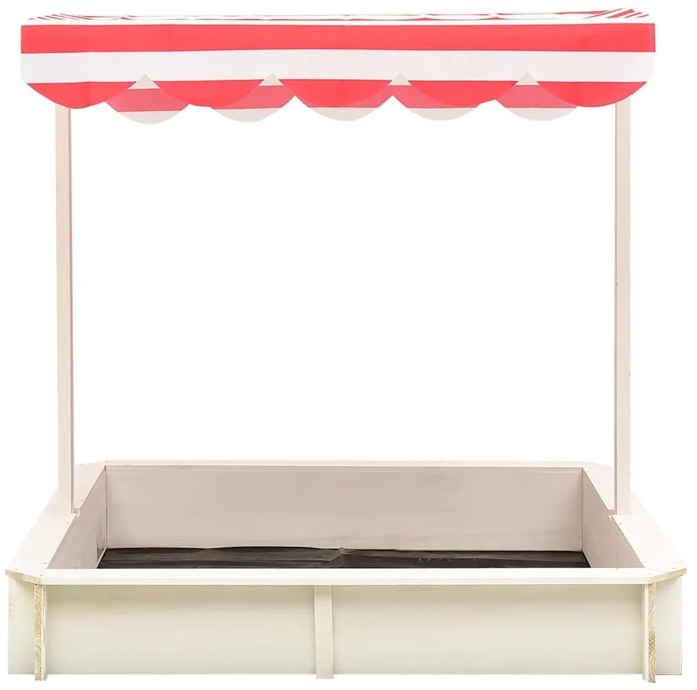 vidaXL Αμμοδόχος με Ρυθμιζόμενη Οροφή Λευκό/Κόκκινο Ξύλο Ελάτης UV50