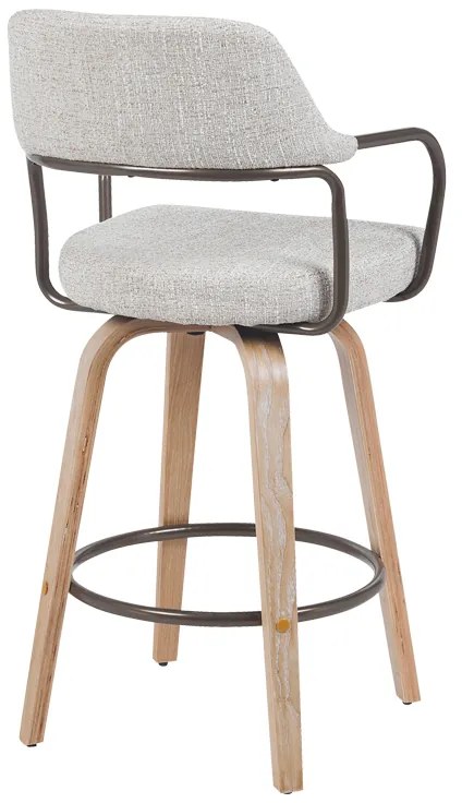 Σκαμπό μπαρ Tertia pakoworld περιστρεφόμενο μεσαίου μεγέθους μέταλλο-ξύλο με ύφασμα σε μπεζ-καφέ απόχρωση 54x52x98εκ