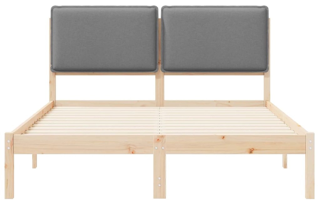 vidaXL Σκελετός Κρεβατιού με Επενδεδυμένο Κεφαλάρι Ανοιχτό γκρι