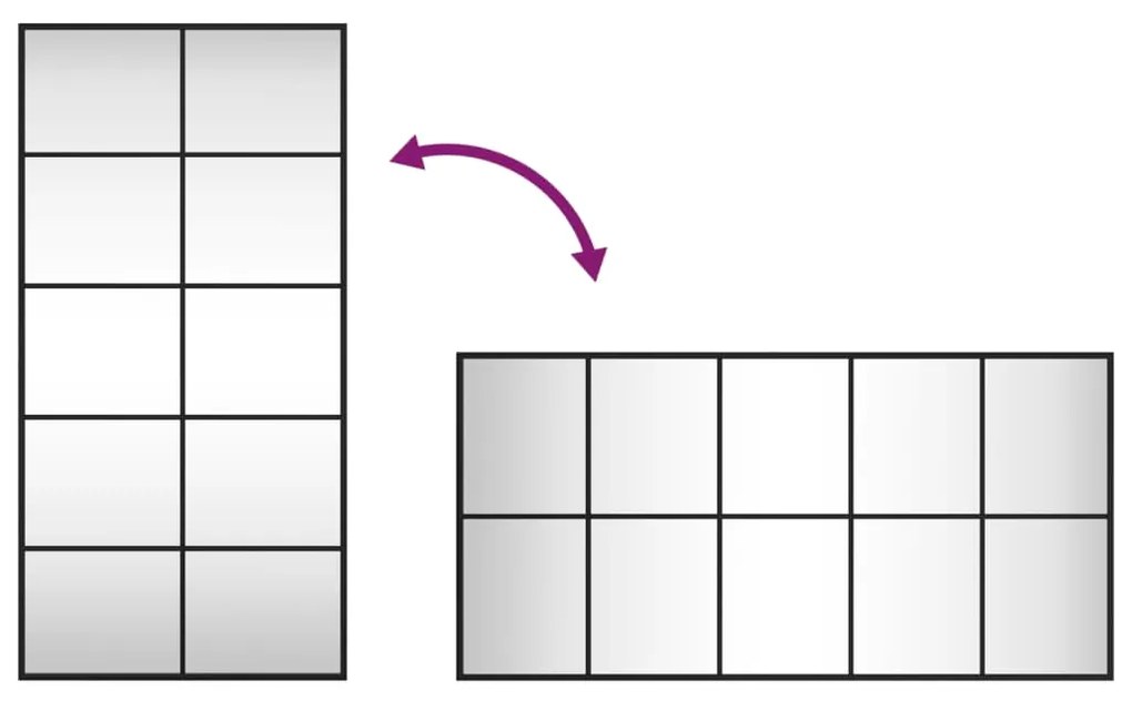 Καθρέφτης Ορθογώνιος Μαύρος 50 x 100 εκ. από Σίδερο - Μαύρο