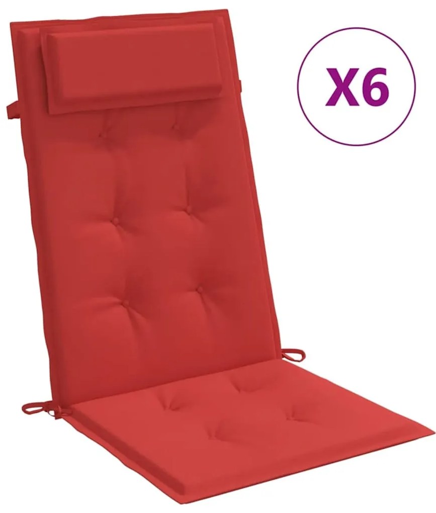 vidaXL Μαξιλάρια Καρέκλας με Πλάτη 6 τεμ. Κόκκινα από Ύφασμα Oxford