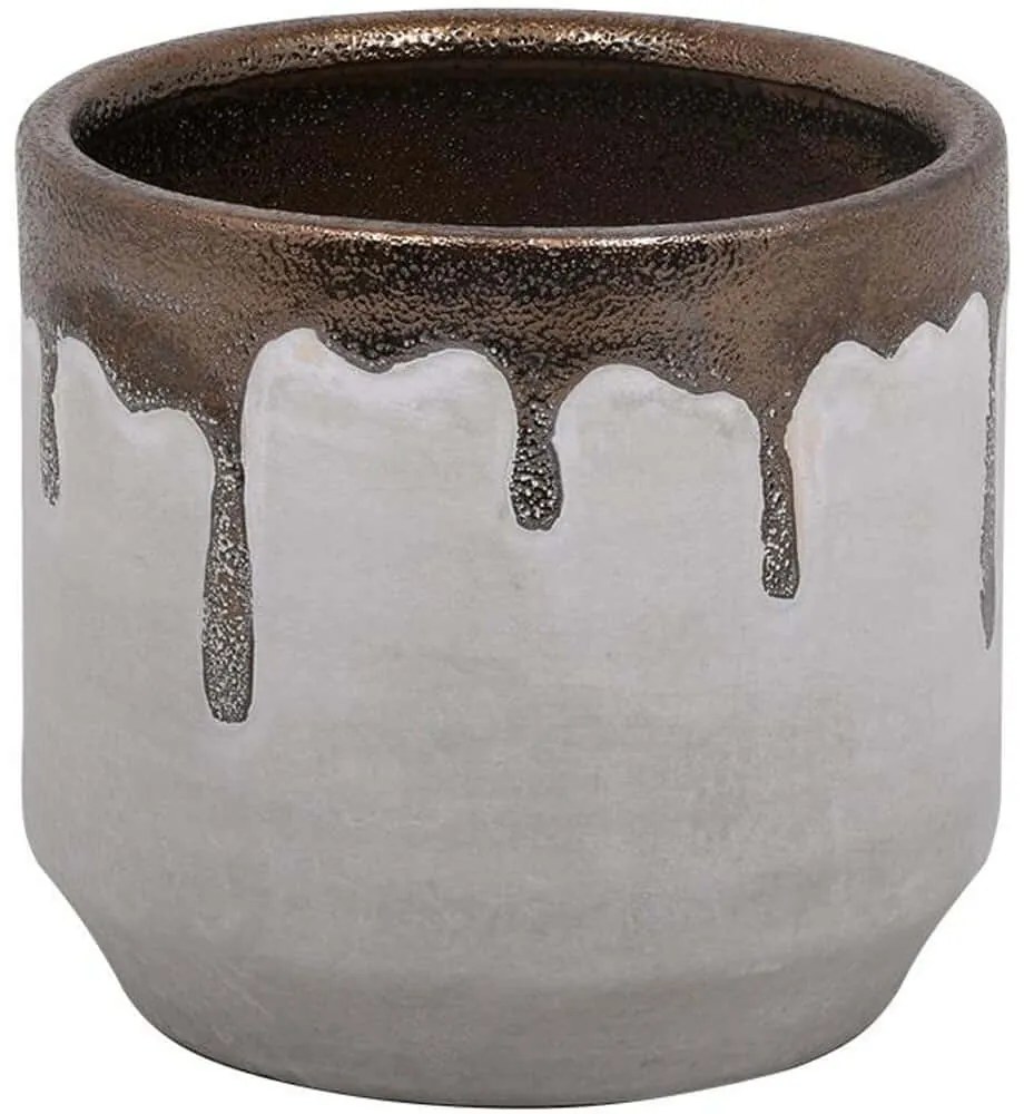 Βάζο 0046-124-016 14x13cm White-Bronze Κεραμικό