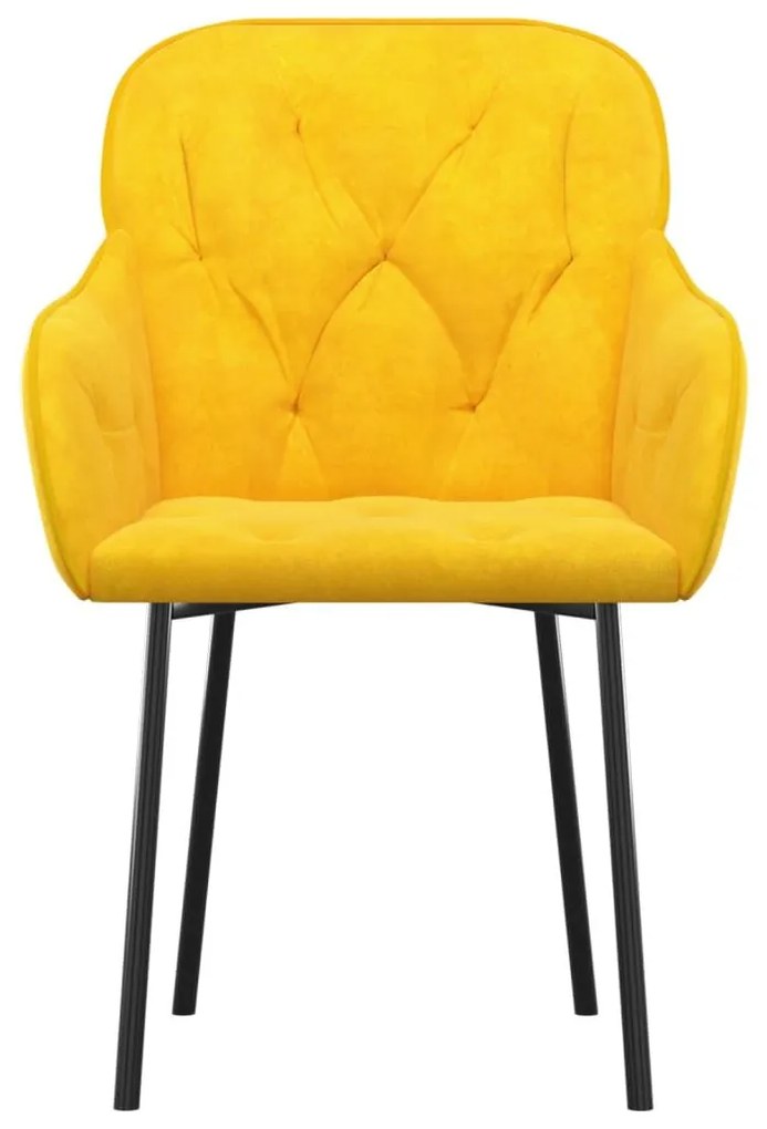 Καρέκλες Τραπεζαρίας 2 τεμ. Κίτρινες Βελούδινες - Κίτρινο
