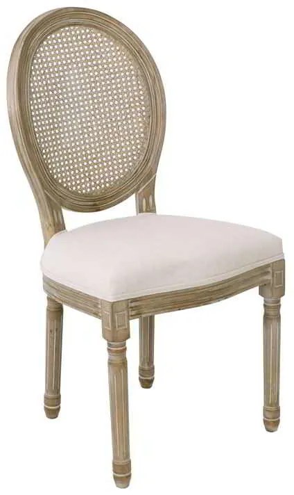Καρέκλα JAMESON Decape με Ψάθα/Ύφασμα Εκρού 49x45x97cm (Σετ 2 ΤΕΜ)