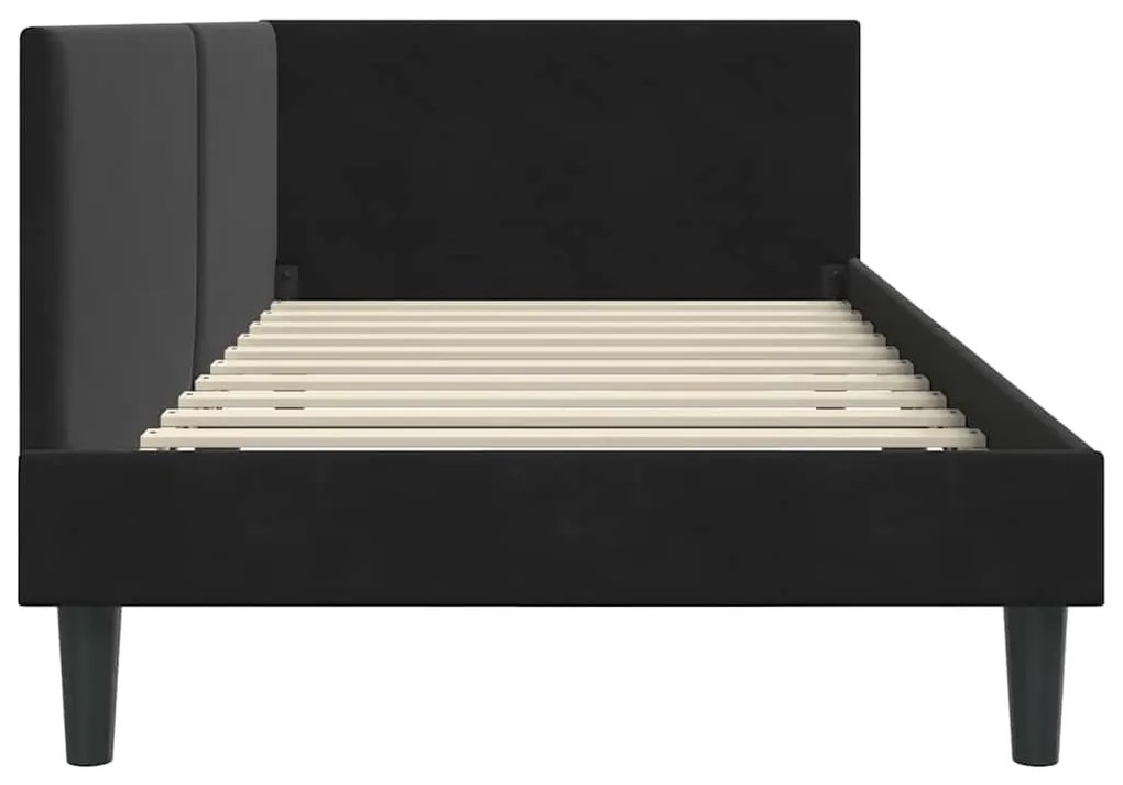 vidaXL Κρεβάτι Γωνίας Μαύρο 100 εκ x 200 εκ ΒελούδοκαιΣυμπαγέςΞύλο