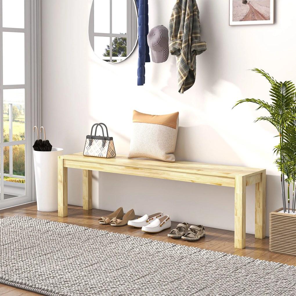 Πάγκος από μασίφ ξύλο HOMCOM, 3 θέσεων, πάγκος, πάγκος κουζίνας, ξύλο πεύκου, φυσικό χρώμα