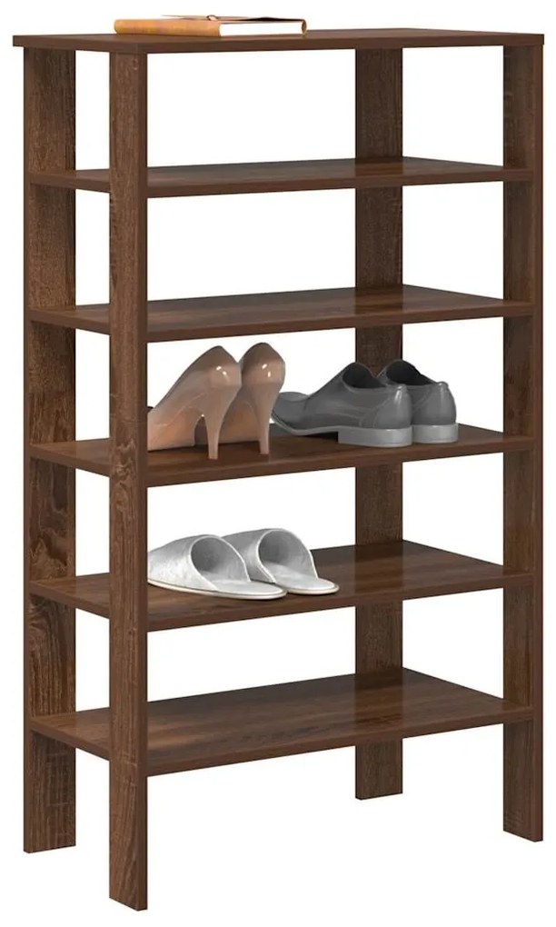 vidaXL Ράφι παπουτσιών καφέ δρυς 61x32x105 cm Κατασκευασμένο ξύλο