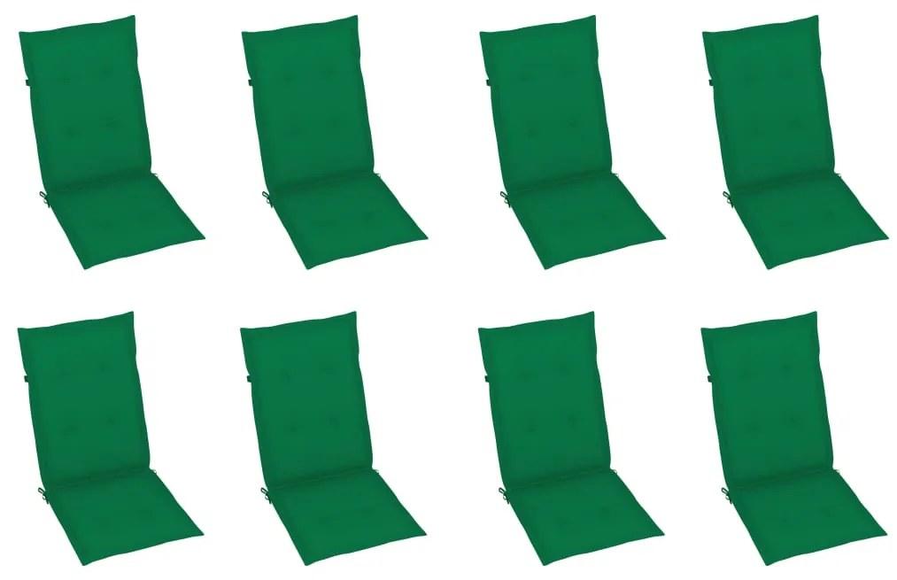 vidaXL Καρέκλες Κήπου Ανακλινόμενες 8 τεμ. Μασίφ Ξύλο Teak &amp; Μαξιλάρια