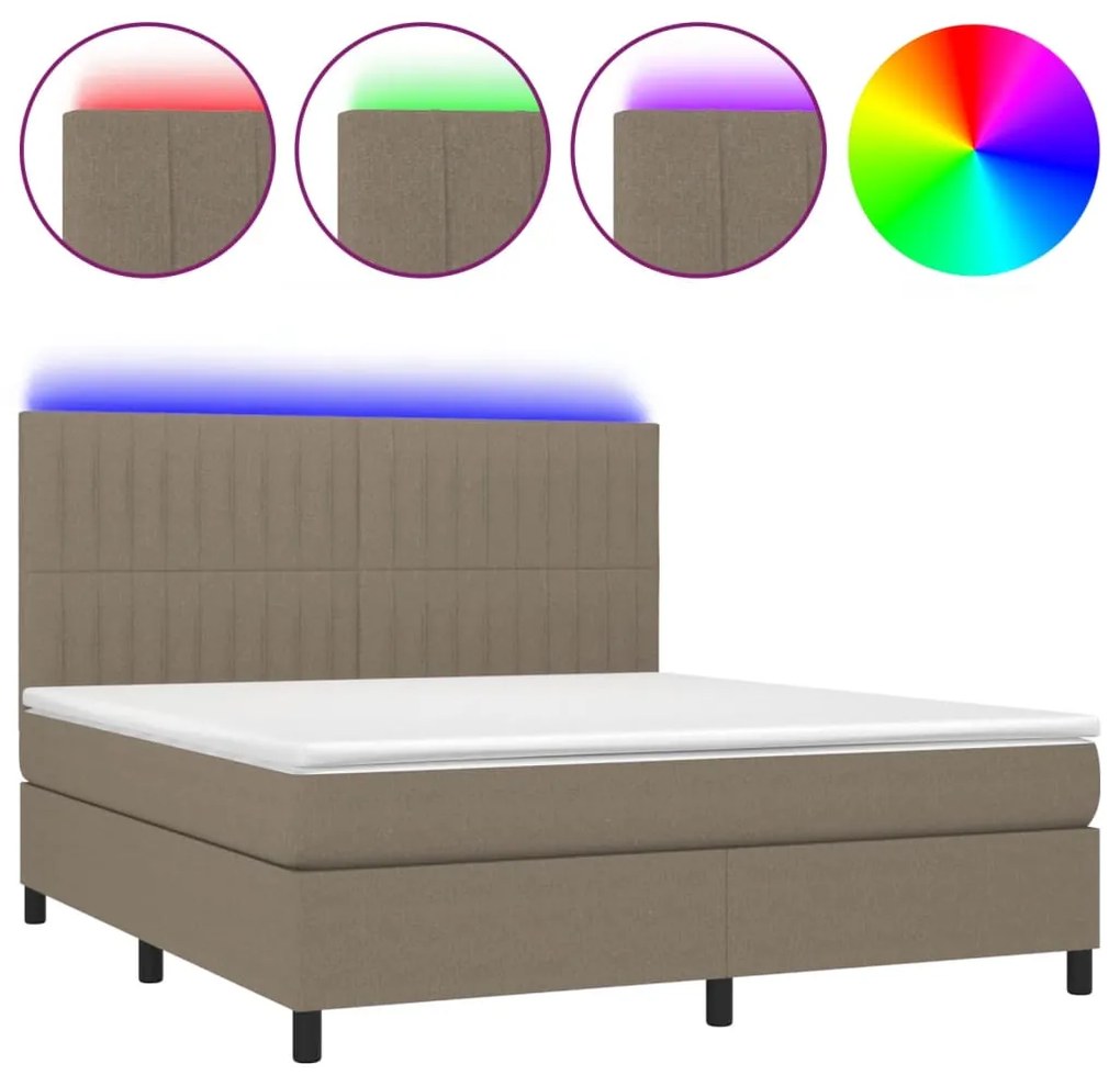 ΚΡΕΒΑΤΙ BOXSPRING ΜΕ ΣΤΡΩΜΑ &amp; LED TAUPE 160X200 ΕΚ. ΥΦΑΣΜΑΤΙΝΟ 3135049