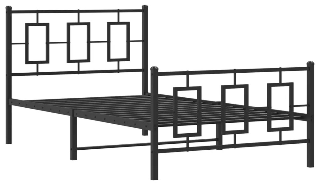 vidaXL Πλαίσιο Κρεβατιού με Κεφαλάρι&Ποδαρικό Μαύρο 100x190εκ. Μέταλλο