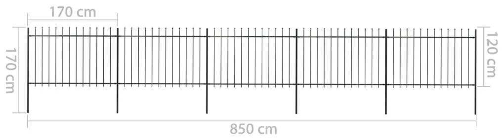 vidaXL Κάγκελα Περίφραξης με Λόγχες Μαύρα 8,5 x 1,2 μ. από Χάλυβα