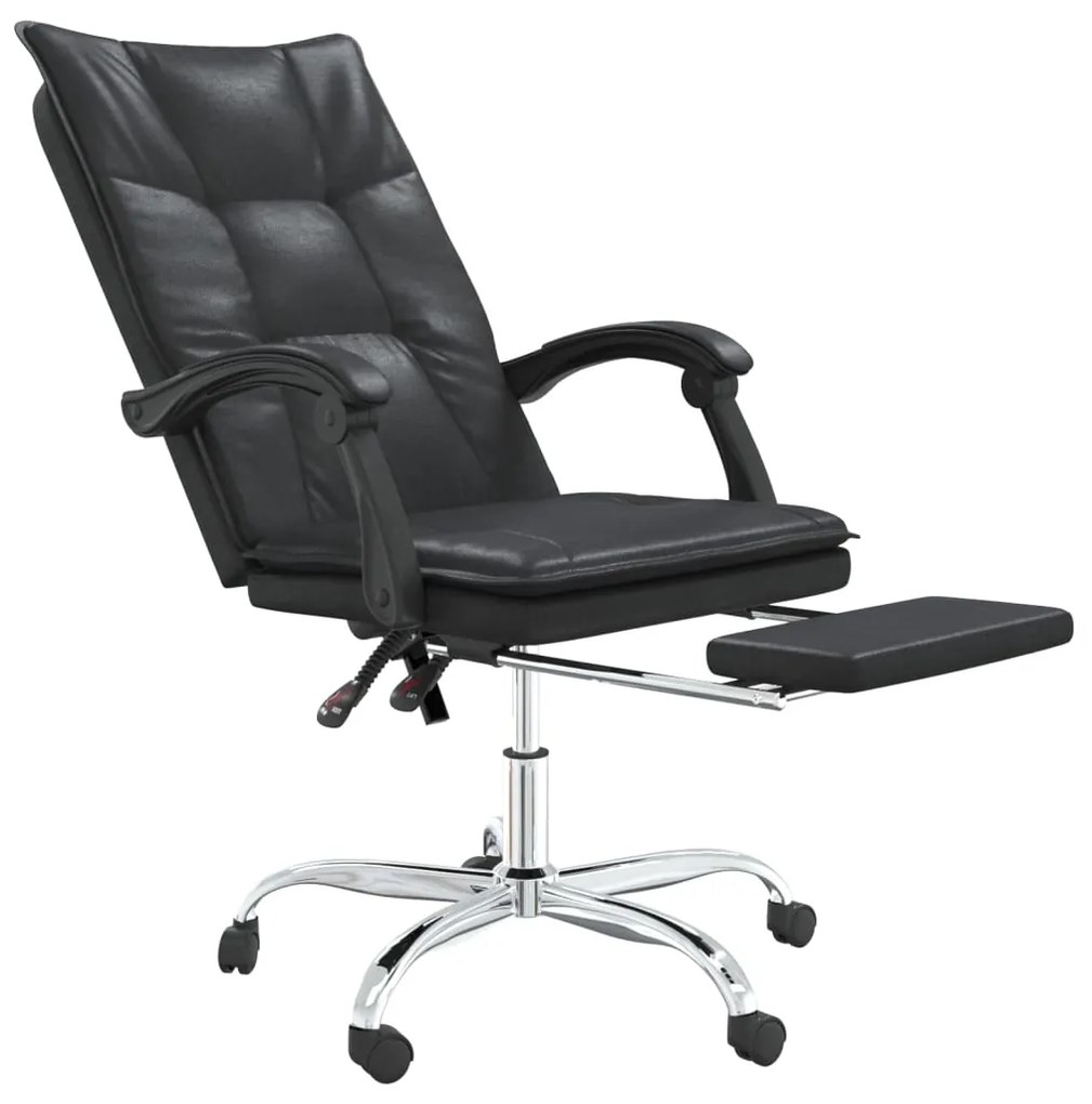 vidaXL Καρέκλα Γραφείου Ανακλινόμενη Μαύρη Συνθετικό δέρμα