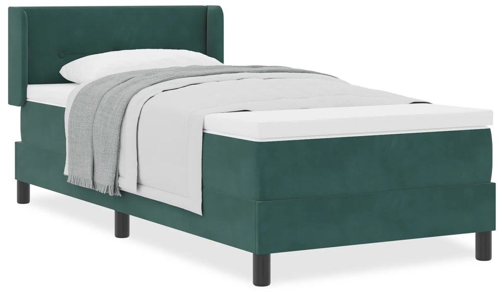 vidaXL κρεβάτι Box Spring με στρώμα Σκούρο Πράσινο 80x200 εκ. Βελούδο