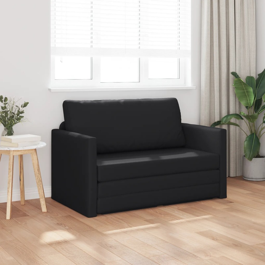 vidaXL Καθιστικός Καναπές Κρεβάτι 2 σε 1 Μαύρος 124x71x78 εκ Ψεύτικο Δέρμα