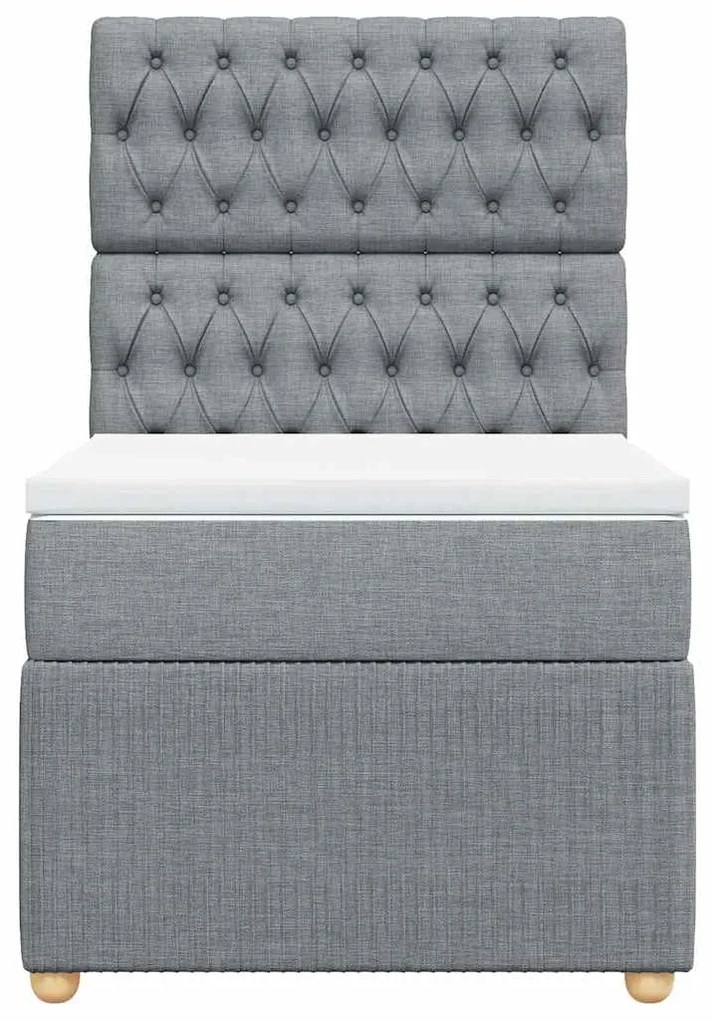 vidaXL Κρεβάτι Boxspring με Στρώμα Ανοιχτό Γκρι 100x200 εκ. Υφασμάτινο