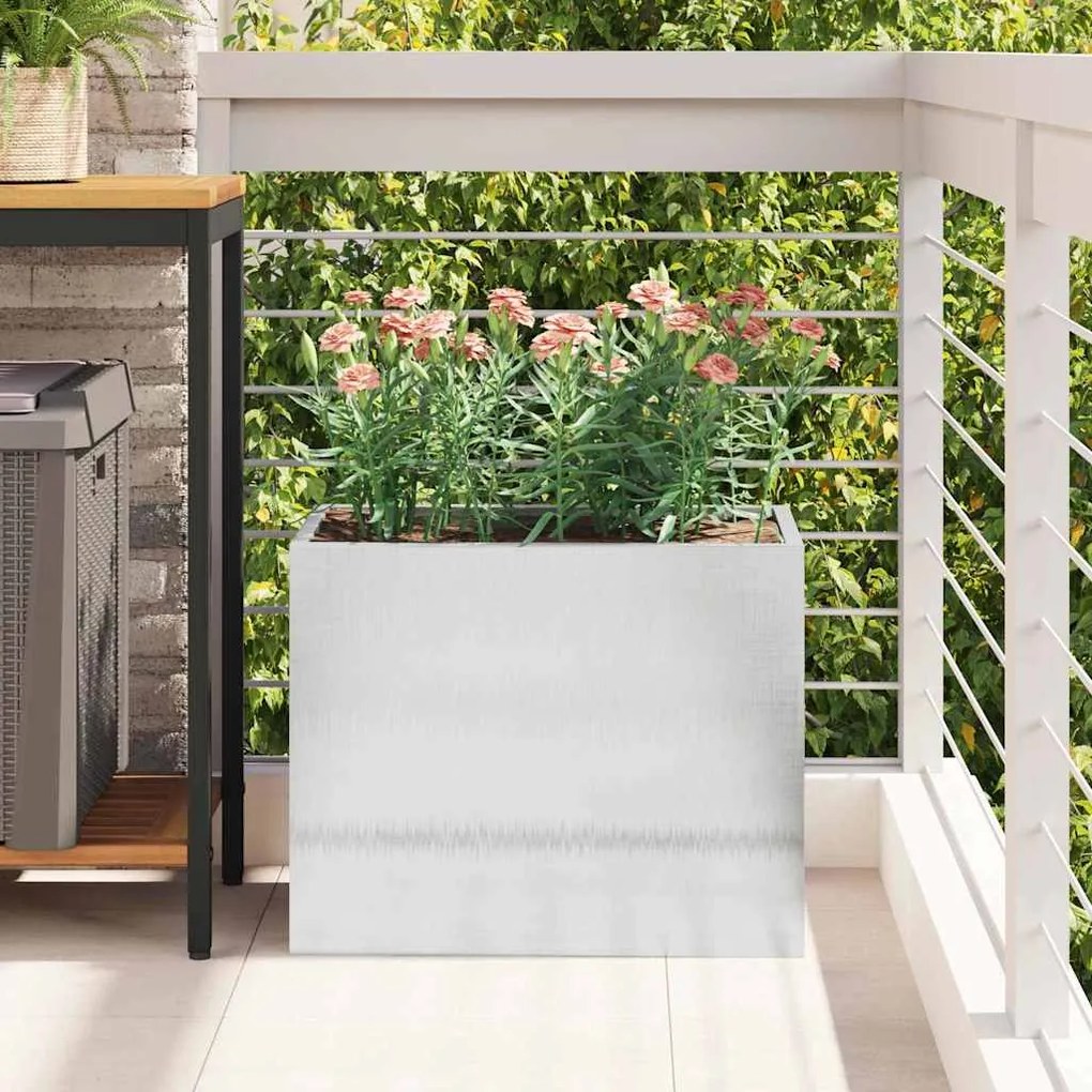 vidaXL Γλάστρα Κήπου Ασημί 50 x 32 x 40 εκ. Ανοξείδωτο ατσάλι