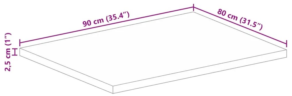 Επιφάνεια Τραπεζιού Ορθογώνια 90x80x2,5 εκ. Ανακυκλωμένο Ξύλο - Καφέ