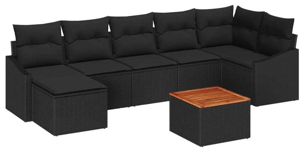 vidaXL Σετ Καναπέ Κήπου με μαξιλάρι 8 pcs Μαύρο συνθετικό ρατάν
