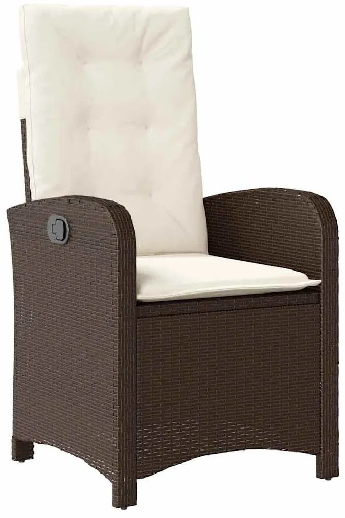 vidaXL Σέτ φαγητού για κήπο με μαξιλάρι 5 pcs Καφέ συνθετικό ρατάν