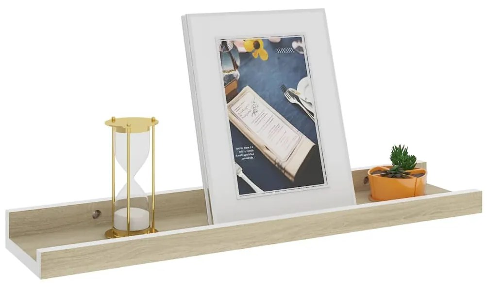 vidaXL Ράφια Τοίχου 2 τεμ. Λευκό και Sonoma Δρυς 40 x 9 x 3 εκ.