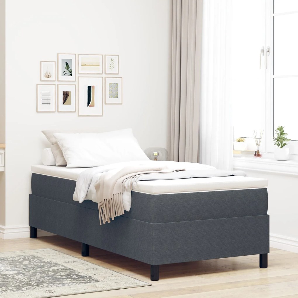 Κρεβάτι Box Spring Σκούρο Γκρι Μονό Κορντούρα