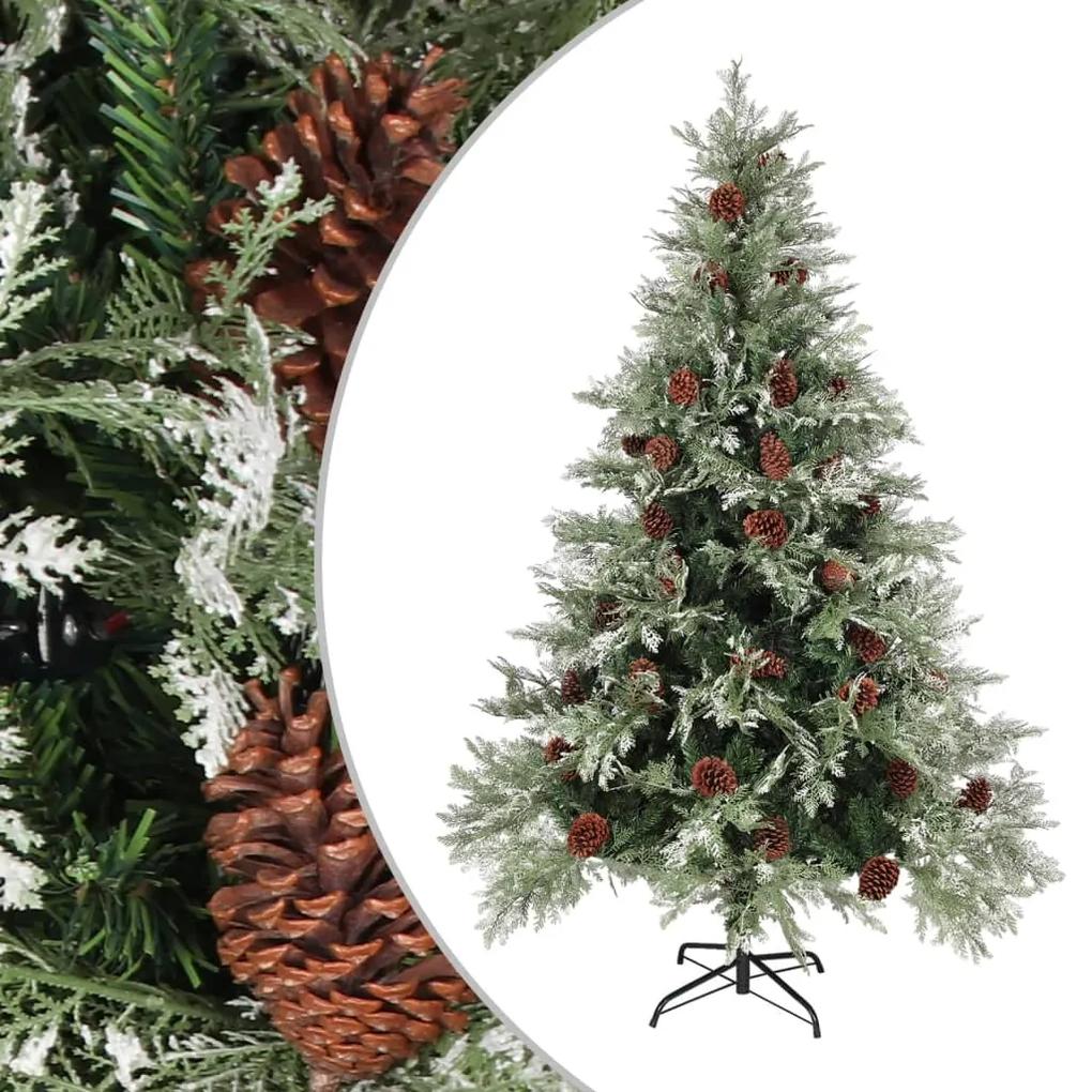 vidaXL Χριστουγ. Δέντρο Πράσινο / Λευκό 150 εκ. με Κουκουνάρια PVC&PE
