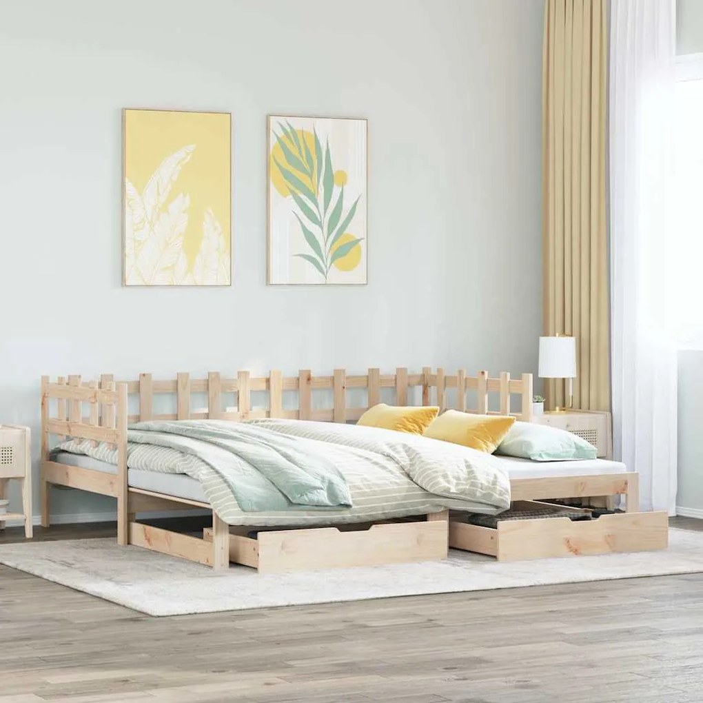 vidaXL Καναπές Κρεβάτι Συρόμενος Χωρίς Στρώμα 80x200 εκ. &amp; Συρτάρια