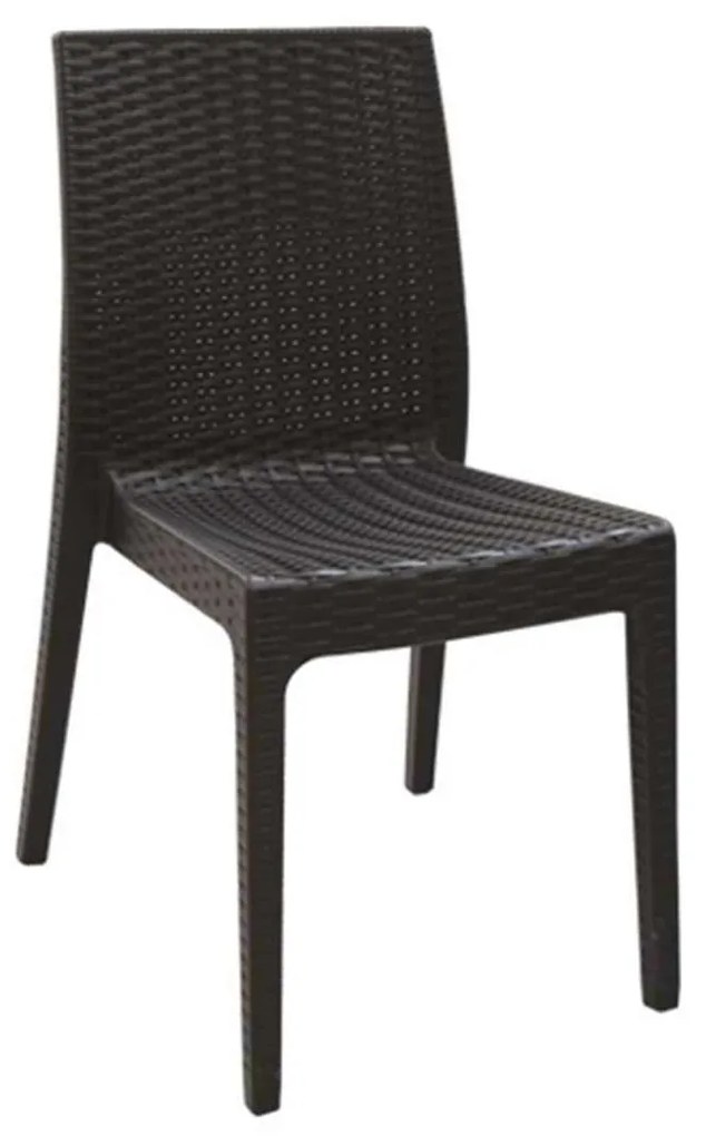 DAFNE Καρέκλα Κήπου - Βεράντας Στοιβαζόμενη, PP Rattan Look, UV Protection, Καφέ 46x55x85cm