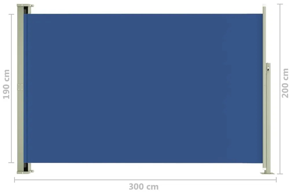 Σκίαστρο Πλαϊνό Συρόμενο Βεράντας Μπλε 200 x 300 εκ. - Μπλε